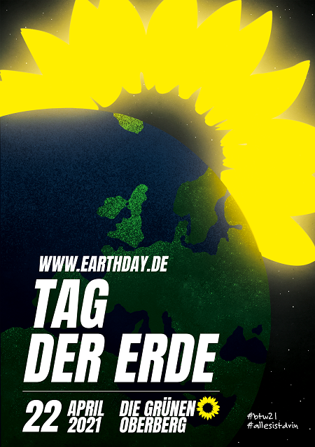 Die Sonne geht auf hinter unserem Planeten- und sie sieht aus wie das GRÜNE Sonnenblumen Logo