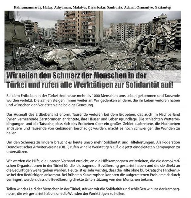 Bild einer zerstörten Stadt Quelle: DIDF (Föderation Demokratischer Arbeitervereine) Gummersbach